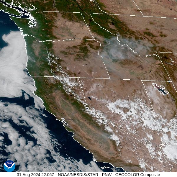 Saturday afternoon’s satellite shows areas of heavy smoke over Western Montana from wildfires burning across the region.